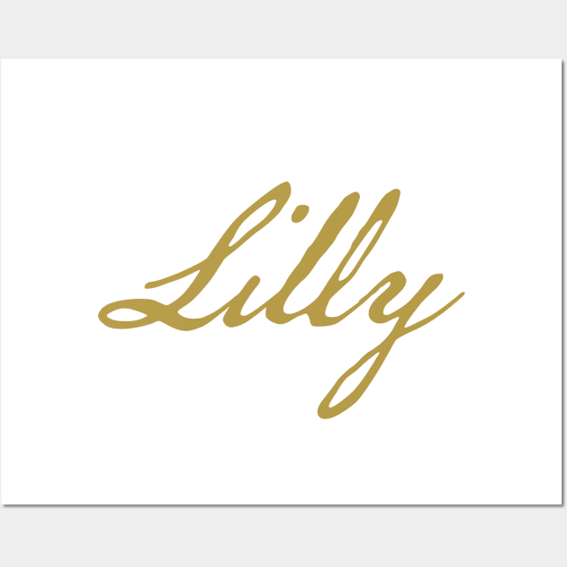 Lilly Typography Gold Script Wall Art by ellenhenryart